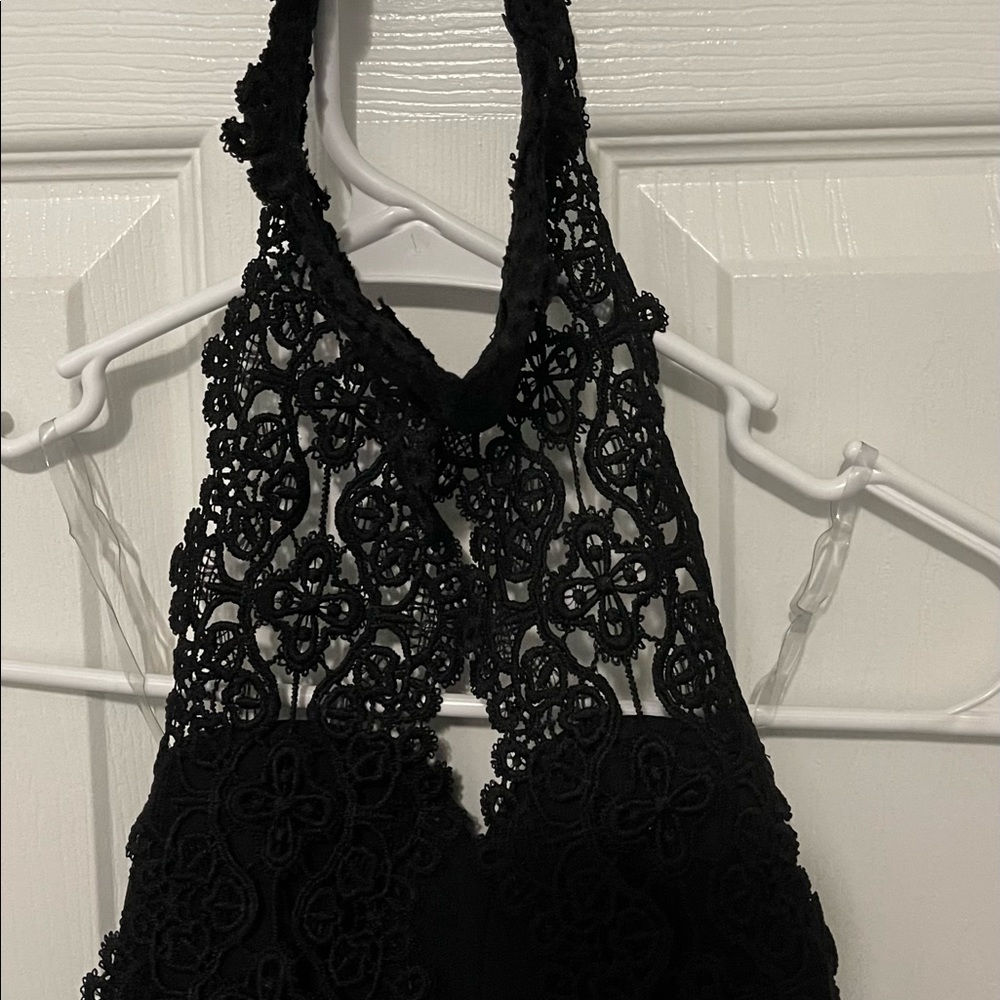 Charlotte Russe Black Bodysuit One Piece Lace Halter Neck Women's Size S - Picture 3 of 10